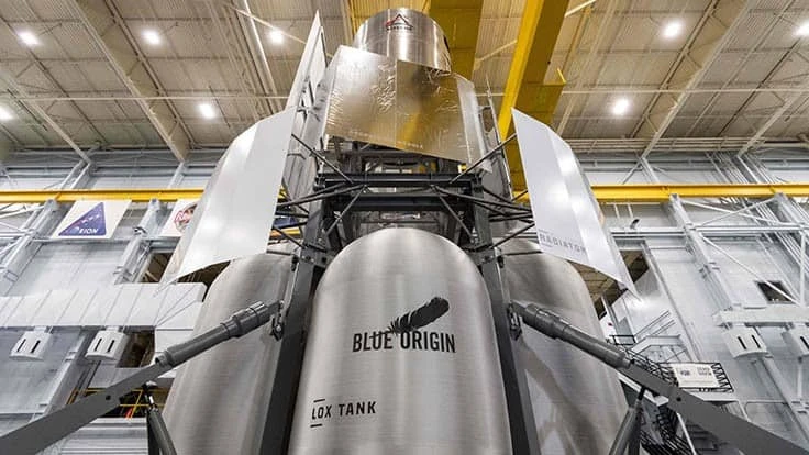 The National Team's engineering mockup of the crew lander vehicle at NASA Johnson Space Center's (JSC) iconic Building 9.