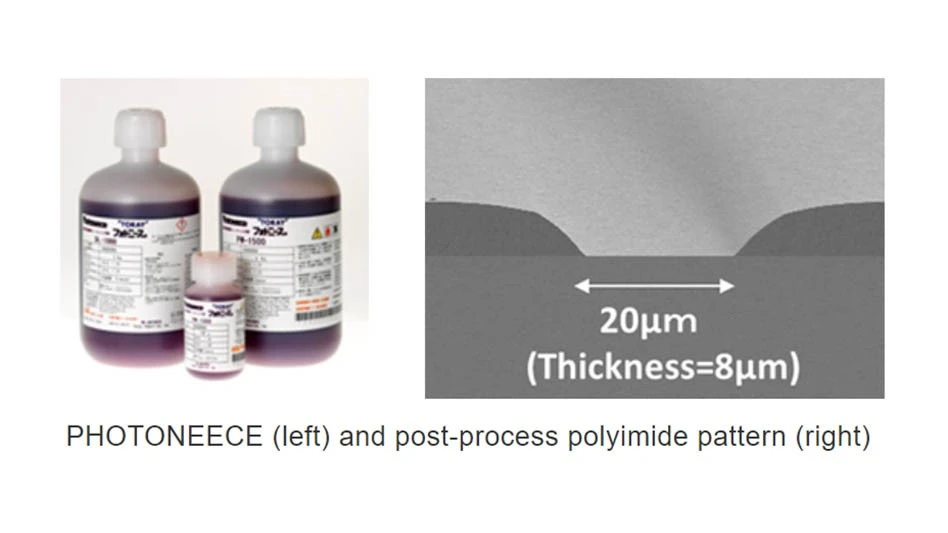 PHOTONEECE (left) and post-process polyimide pattern (right) 