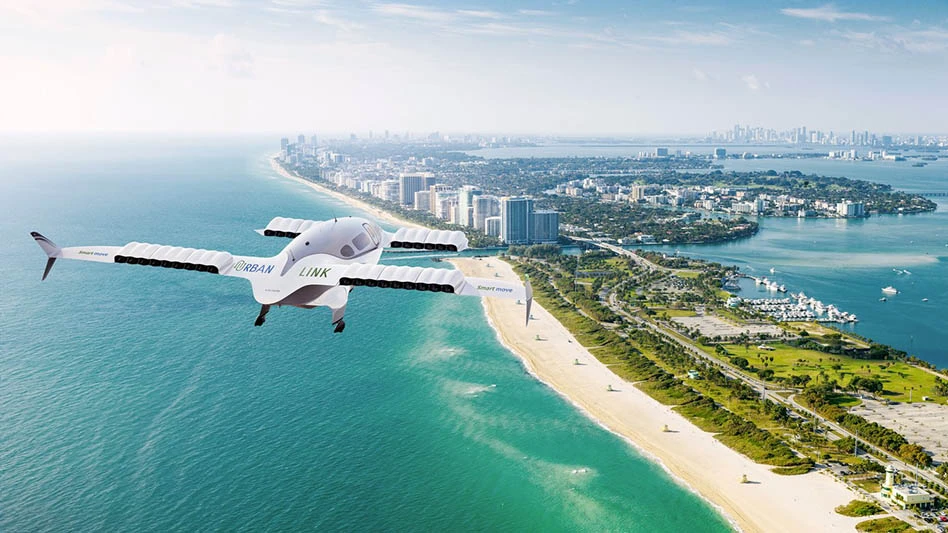 Artist’s impression of Lilium Jet flying over Miami, Florida.