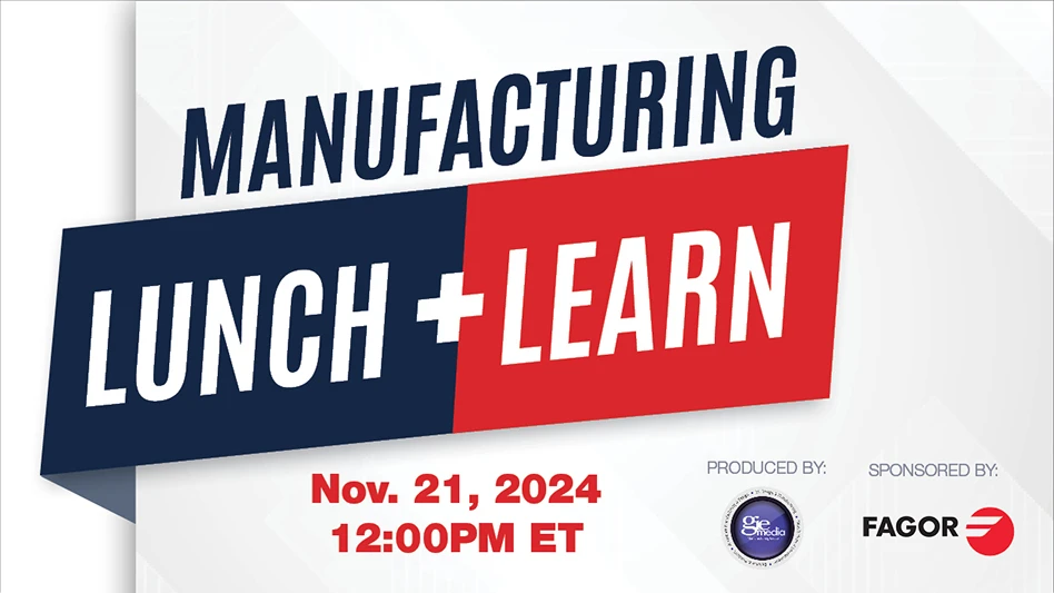 Banner image with text reading Manufacturing Lunch + Learn